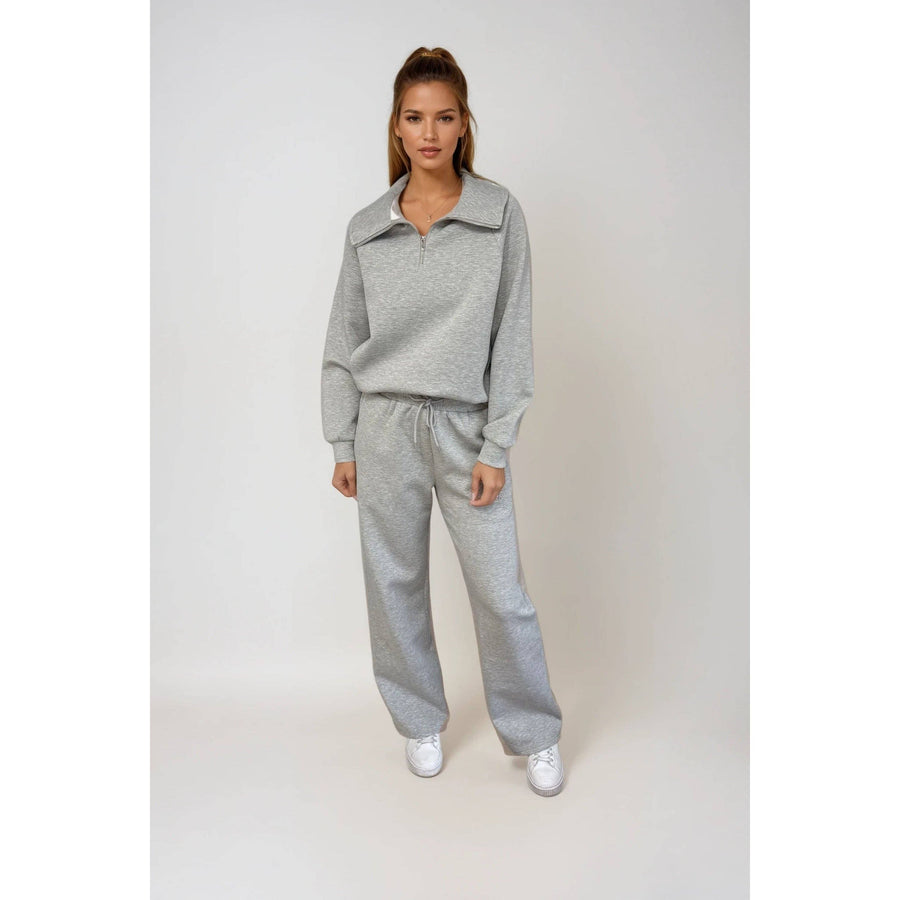 Maeve 3/4 Zip Top Heather Grey