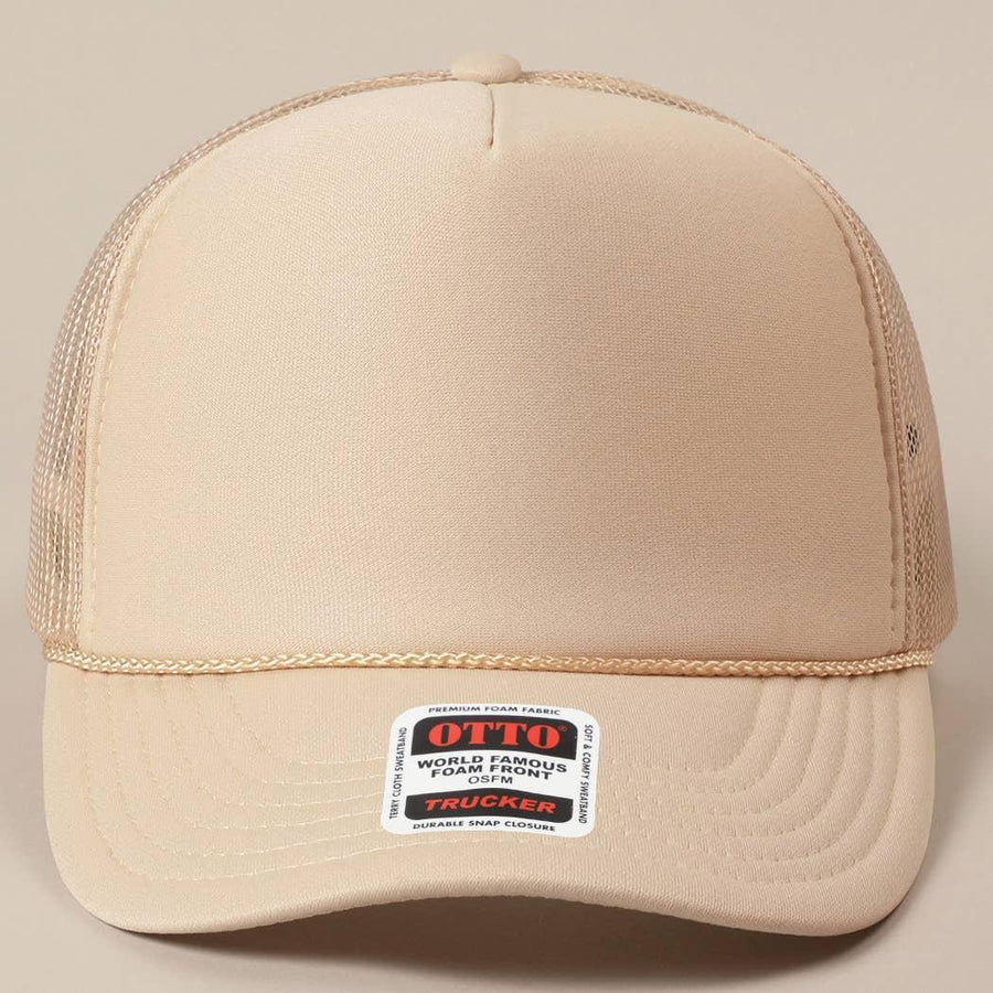 Solid Color OTTO 5-Panel Foam Mesh Back Trucker Hat