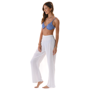 White Wide Leg Cotton Pants