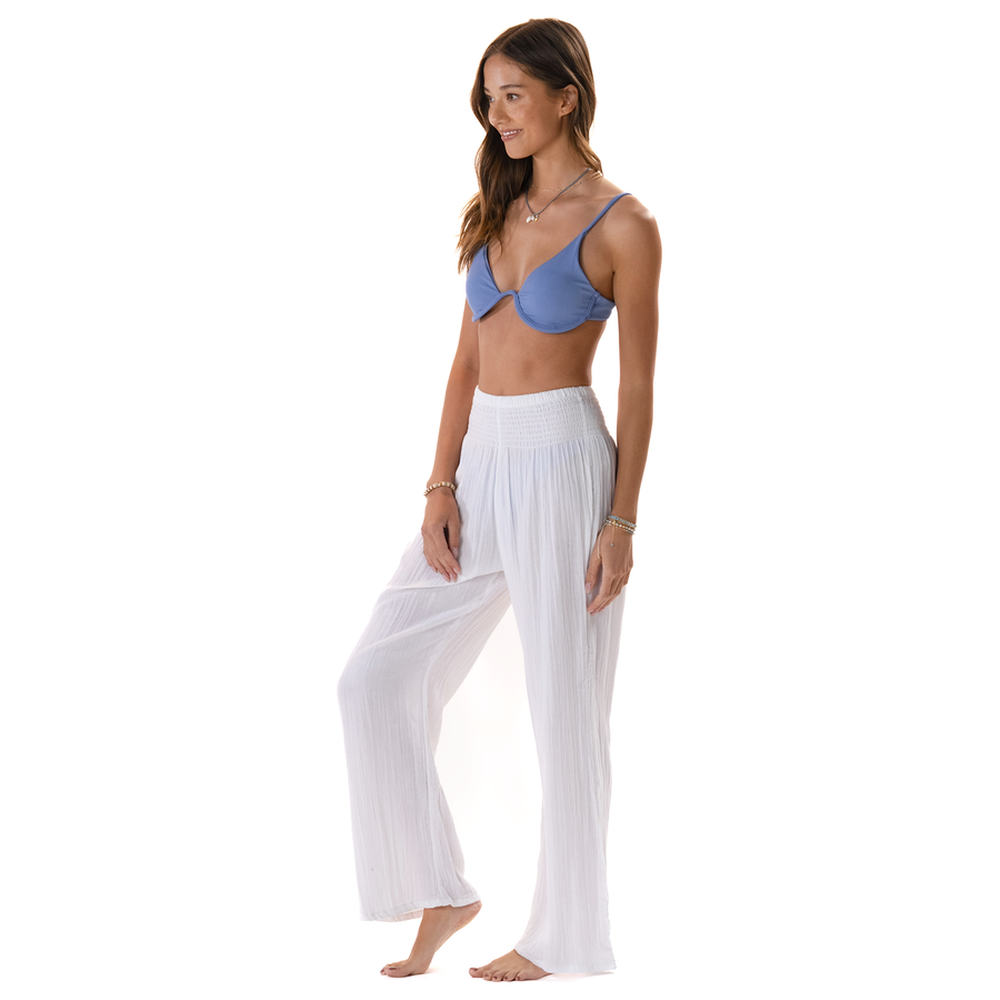 White Wide Leg Cotton Pants