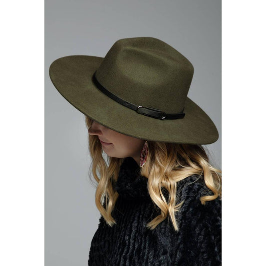 100 Percent Wool Leather Trim Panama Hat