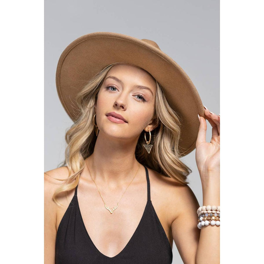 100 Percent Wool Leather Trim Panama Hat