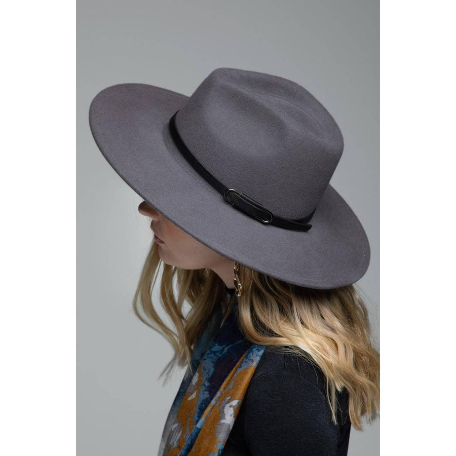 100 Percent Wool Leather Trim Panama Hat