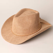 Western Corduroy Braided Band Cowboy Panama Hat