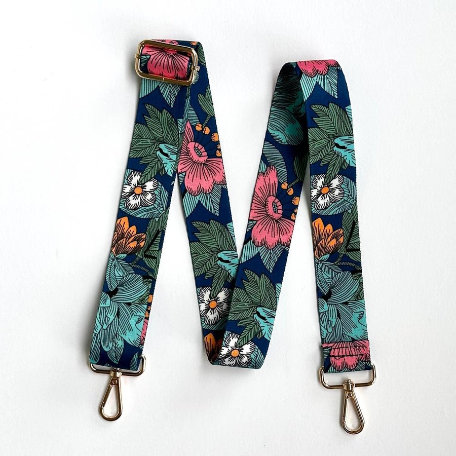 Crossbody Guitar Strap Woven Tropical Flower