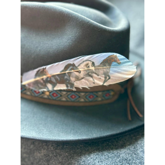 Two Tone Wild Horses Hat Feather - Western Hat Accessory