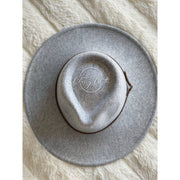 Wool Blend Wide Brim Hat w/ Belt - Grey RTS