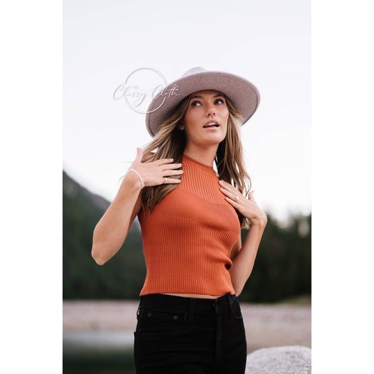 Wool Blend Wide Brim Hat w/ Belt - Light Tan RTS