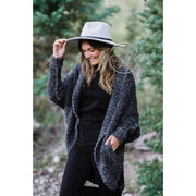 Wool Blend Wide Brim Hat w/ Belt - Grey RTS