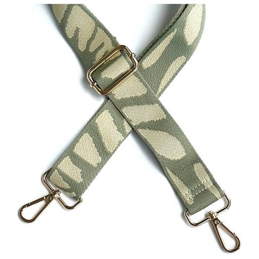 Crossbody Guitar Strap Purse Belt Beige Leaves