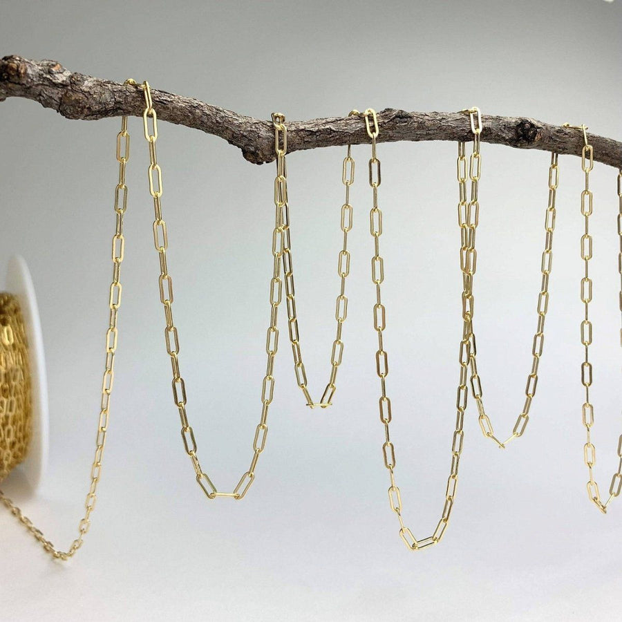 14kt Gold Filled Rectangle Paperclip Chain - Farmhouse Creations