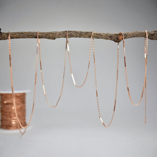 14kt Rose Gold Filled Flat Dapped Bar Cable Chain - Farmhouse Creations