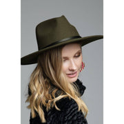 100 Percent Wool Leather Trim Panama Hat