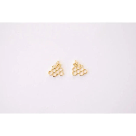 16kt Gold Bee HoneyComb Charm - Farmhouse Creations