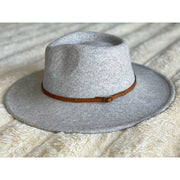 Wool Blend Wide Brim Hat w/ Belt - Grey RTS