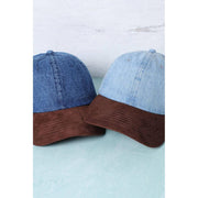 Brown Suede Visor Denim Baseball Cap Hat