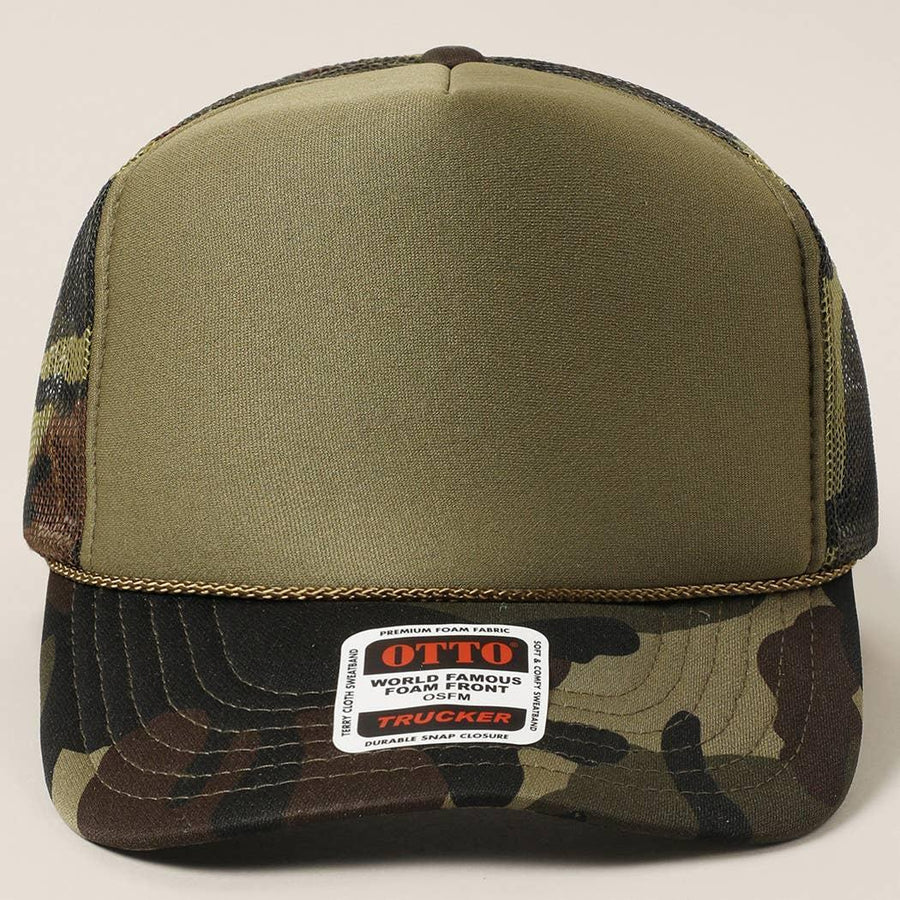 Solid Color OTTO 5-Panel Foam Mesh Back Trucker Hat
