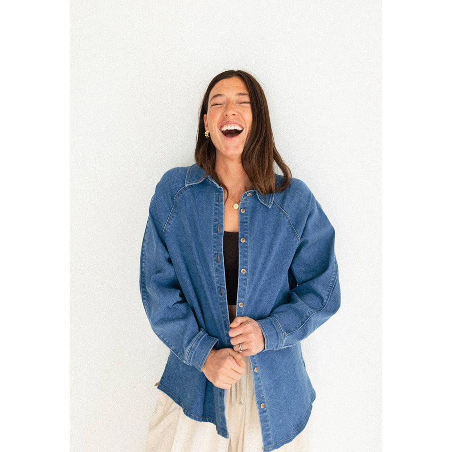 Ladies Denim Button Up Top