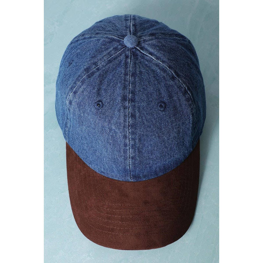 Brown Suede Visor Denim Baseball Cap Hat