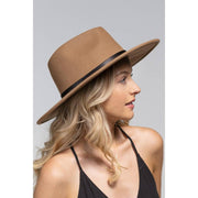 100 Percent Wool Leather Trim Panama Hat