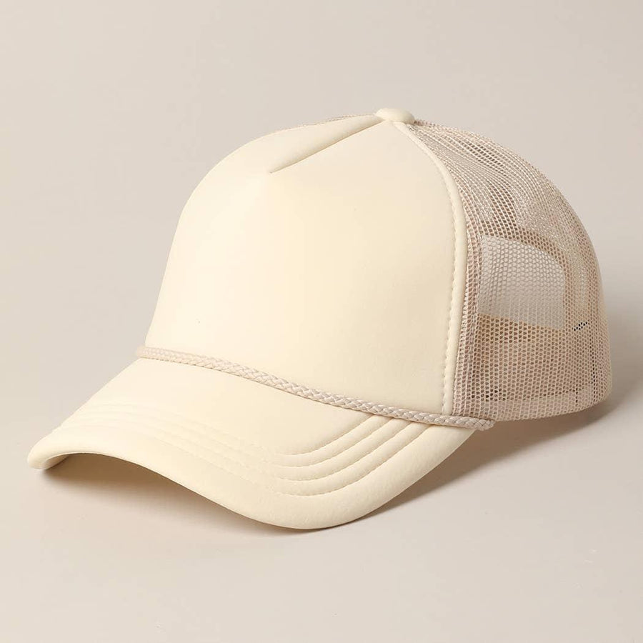 Plain Foam Rope Mesh Back Trucker Hat