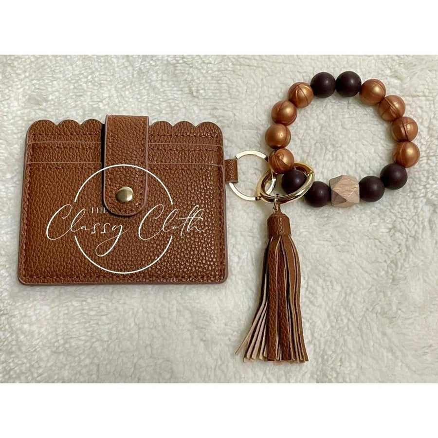 Wristlet Keychain Wallet - Tan RTS