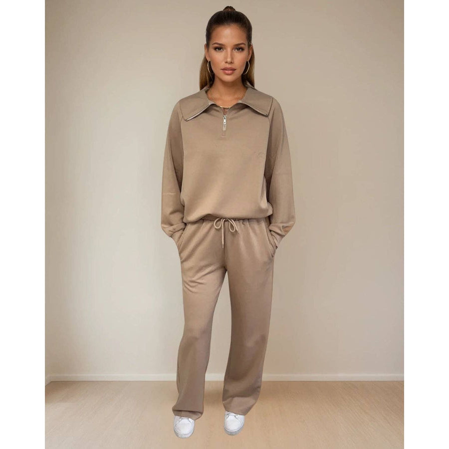 Maeve 3/4 Zip Top Mocha Mousse