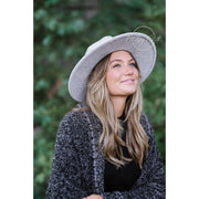 Wool Blend Wide Brim Hat w/ Belt - Grey RTS