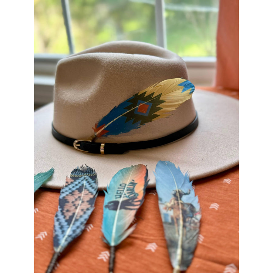 Southwestern Diamond Hat Feather - Western Hat Accessory