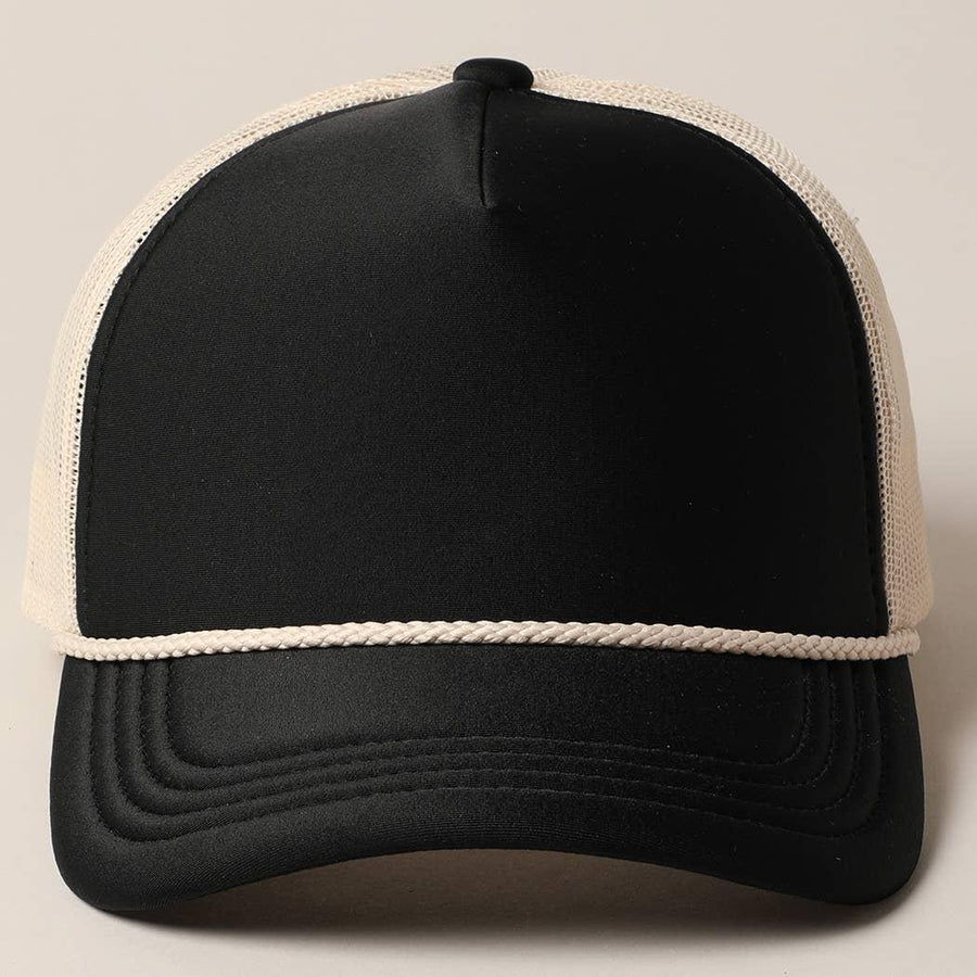 Plain Foam Rope Mesh Back Trucker Hat