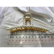White hair clips, Gold metal Large Twist Hair claw, barrette