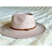 Wool Blend Wide Brim Hat w/ Belt - Light Tan RTS