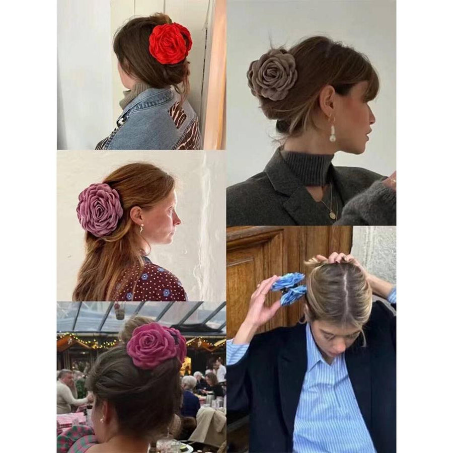 Elegant Flower Hair Claw Clip – Multiple Colors & Sizes