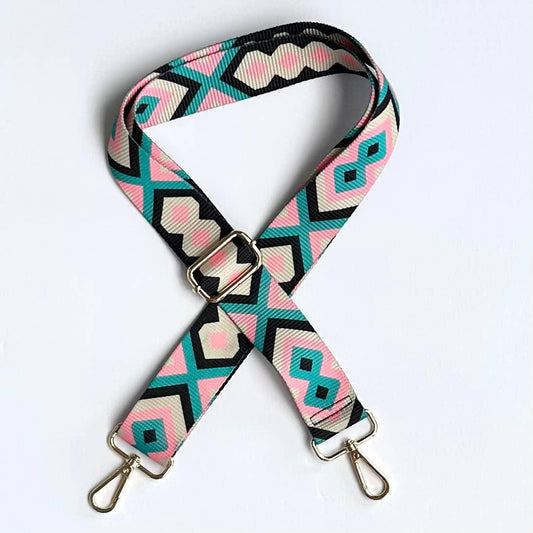 Guitar Belt Crossbody Strap Jacquard Pattern Light Pink
