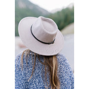 Wool Blend Wide Brim Hat w/ Belt - Light Tan RTS