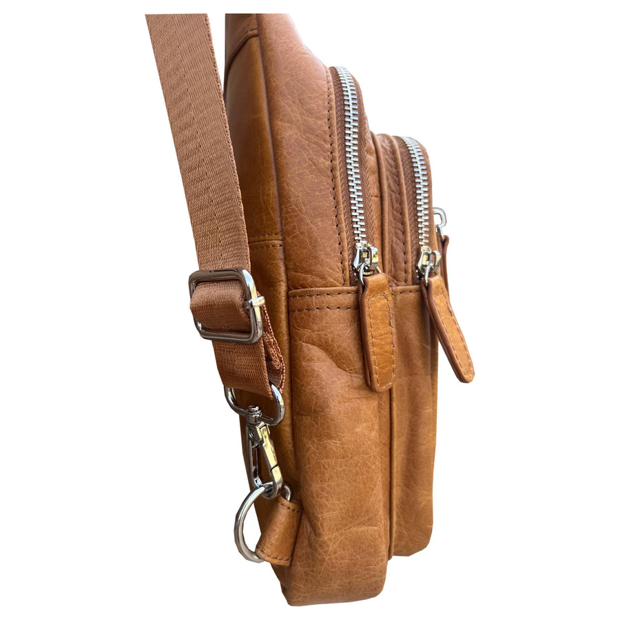 W009Cowhide leather Sling bag with adjustable shoulder strap