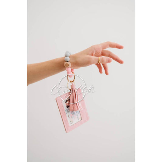Wristlet Keychain Wallet - Peachy Pink RTS