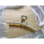 White hair clips, Gold metal Large Twist Hair claw, barrette