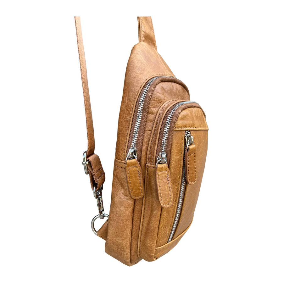 W009Cowhide leather Sling bag with adjustable shoulder strap