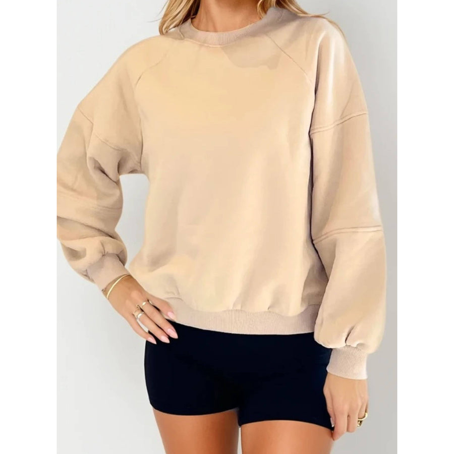 Cece Crew Neck Fleece in Camel