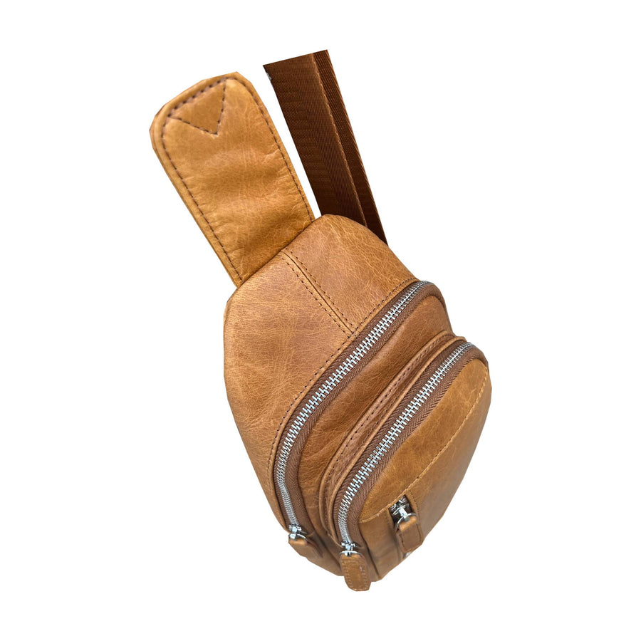 W009Cowhide leather Sling bag with adjustable shoulder strap