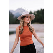 Wool Blend Wide Brim Hat w/ Belt - Light Tan RTS