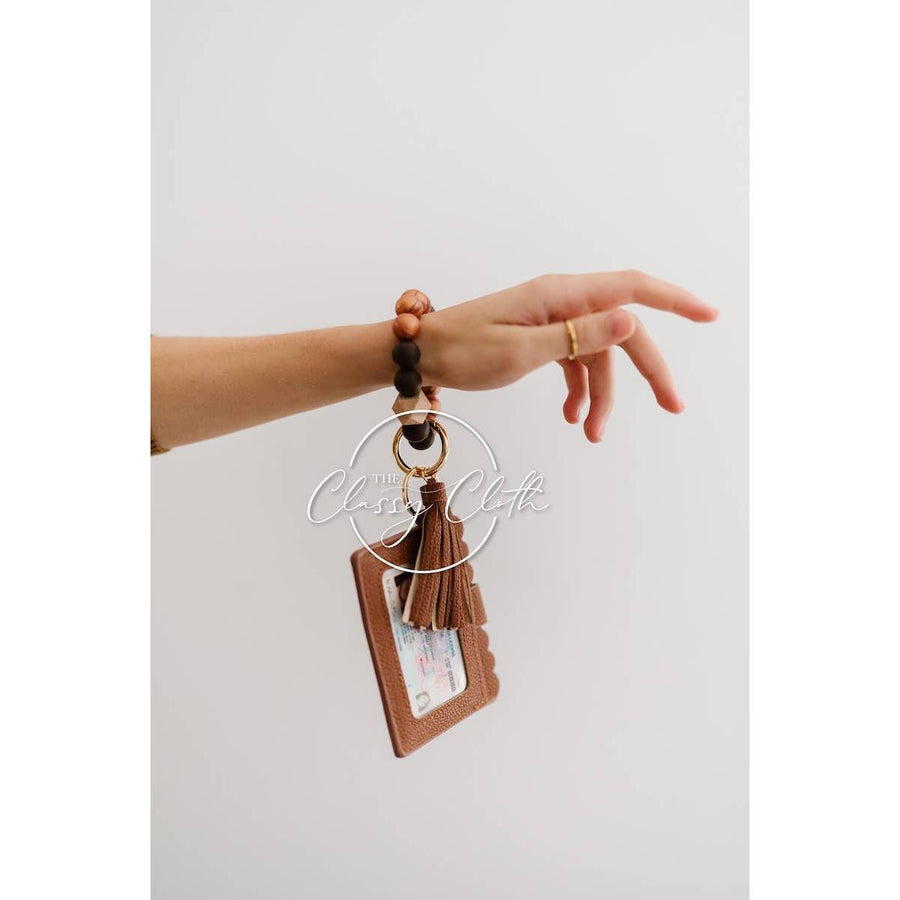 Wristlet Keychain Wallet - Tan RTS