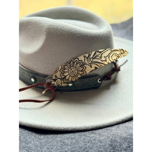 Western Scroll Hat Feather - Western Hat Accessory