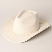 Western Corduroy Braided Band Cowboy Panama Hat