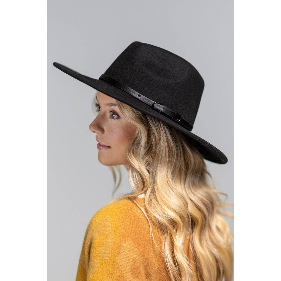 100 Percent Wool Leather Trim Panama Hat