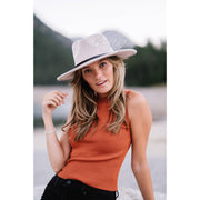 Wool Blend Wide Brim Hat w/ Belt - Light Tan RTS