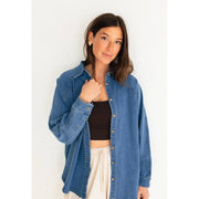 Ladies Denim Button Up Top