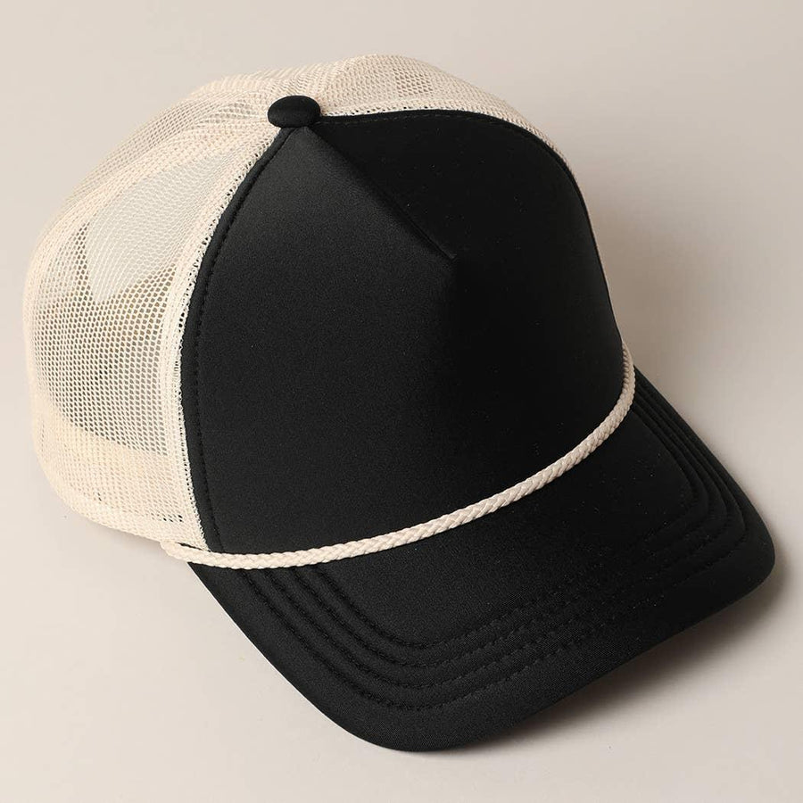 Plain Foam Rope Mesh Back Trucker Hat