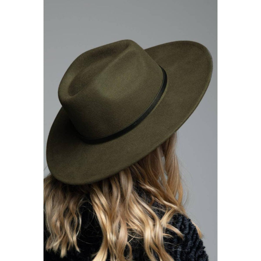 100 Percent Wool Leather Trim Panama Hat